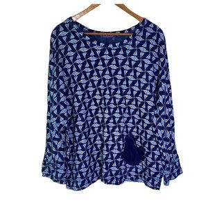 4/$25 Fresh Produce Swing Top Sailboat Print‎ Dolman Sleeve Oversized  Women OS